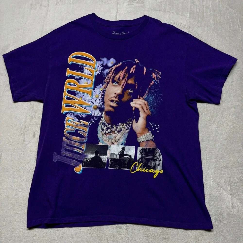 Juice‎ WRLD T-Shirt Purple Daisy Chicago Size L Fits Medium M